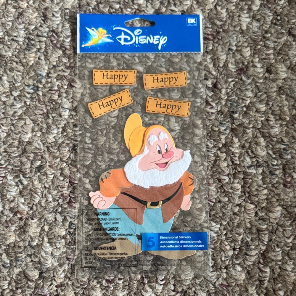 Disney Dopey Dimensional Stickers in Orange and Yellow